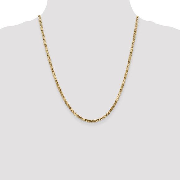 2.9mm 10k Yellow Gold Flat Beveled Curb Chain Necklace, 22 Inch - Picture 2 of 8
